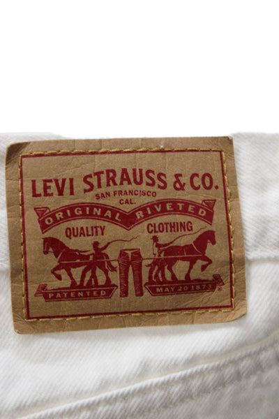 Levis Unisex 90s White Cotton Shorts Button Size 26
