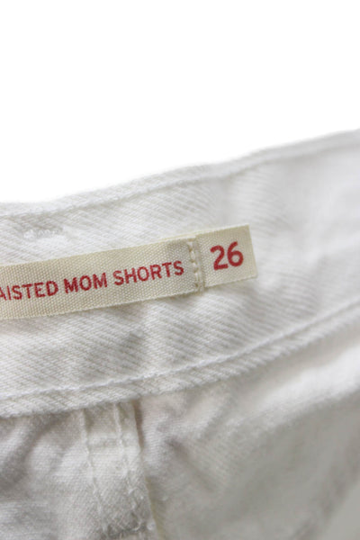 Levis Unisex 90s White Cotton Shorts Button Size 26
