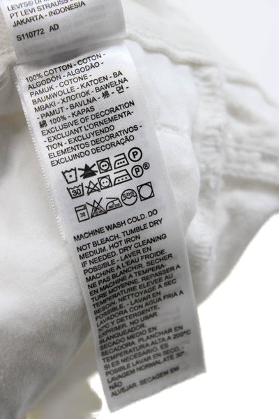 Levis Unisex 90s White Cotton Shorts Button Size 26