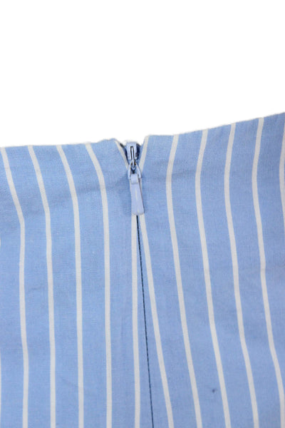 Fame & Partners Womens Light Blue Striped Flare Mini Skirt Cotton Size 4