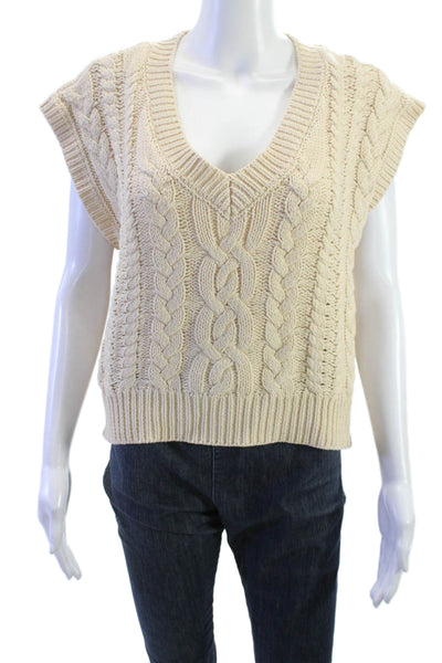 Chaser Unisex Beige Sweater Vest V Neck 60% Cotton 40% Acrylic Size XS