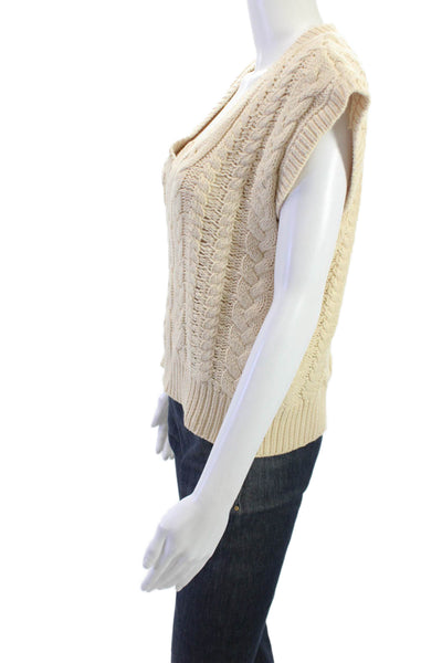 Chaser Unisex Beige Sweater Vest V Neck 60% Cotton 40% Acrylic Size XS