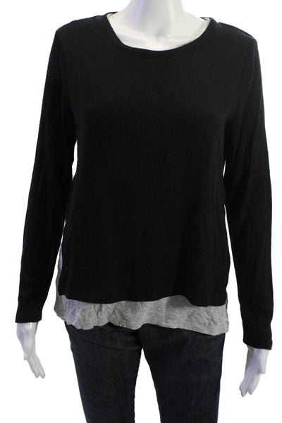 Generation Love Women Basic Black Round Neck Long Sleeve Sweater Size XS