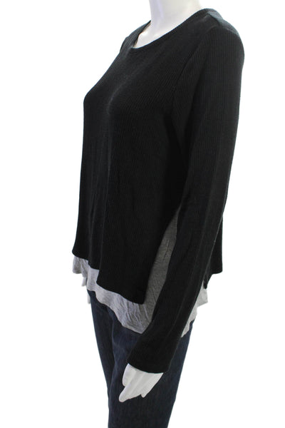 Generation Love Women Basic Black Round Neck Long Sleeve Sweater Size XS