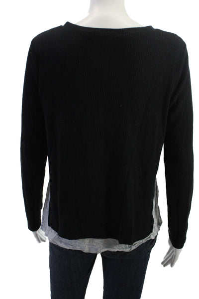 Generation Love Women Basic Black Round Neck Long Sleeve Sweater Size XS
