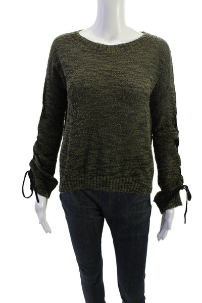 Feel The Piece Unisex Pullover Army Green Long Sleeve Neck Cotton Blend Size XS