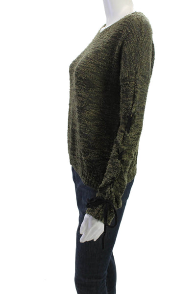 Feel The Piece Unisex Pullover Army Green Long Sleeve Neck Cotton Blend Size XS