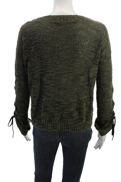 Feel The Piece Unisex Pullover Army Green Long Sleeve Neck Cotton Blend Size XS