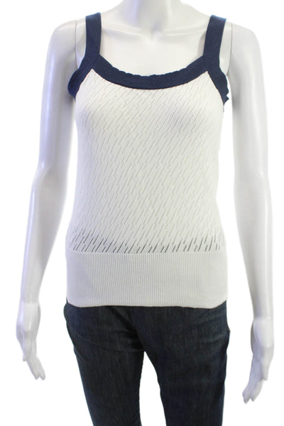 &Isla Women Basic Camisole White 100% Cotton Square Neck Sleeveless Size XS