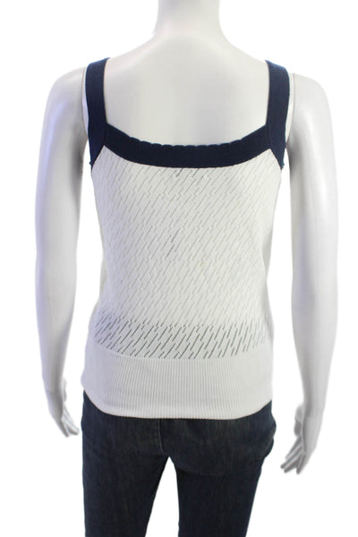 &Isla Women Basic Camisole White 100% Cotton Square Neck Sleeveless Size XS