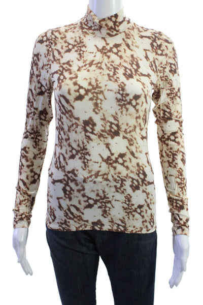 Rails Women Basic Long Sleeve Mock Neck Beige Top Size M