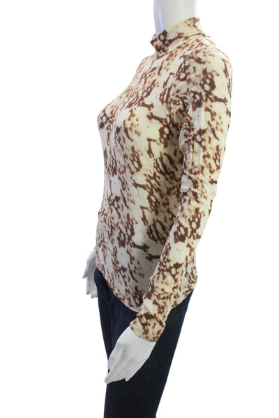 Rails Women Basic Long Sleeve Mock Neck Beige Top Size M
