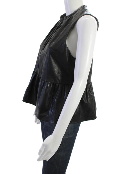 Amanda Uprichard Womens Black V-Neck Sleeveless Biker Blouse Size S