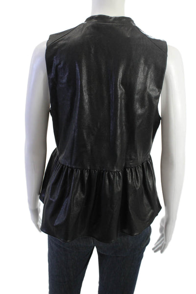 Amanda Uprichard Womens Black V-Neck Sleeveless Biker Blouse Size S