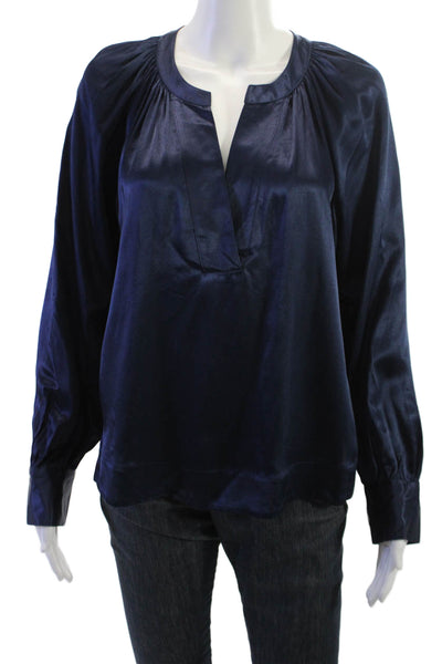 Rails Womens Dark Blue Button Long Sleeve Blouse Rayon Viscose Size S