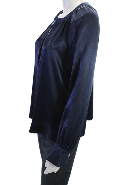 Rails Womens Dark Blue Button Long Sleeve Blouse Rayon Viscose Size S