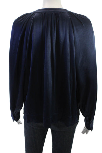 Rails Womens Dark Blue Button Long Sleeve Blouse Rayon Viscose Size S