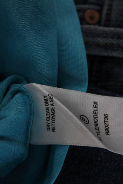 Robert Rodriguez Black Label Women Blue Linen Silk Sleeveless Blouse Size 10