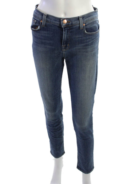 J Brand Women Skinny Ankle Jeans Blue Button Mid Rise Size 29