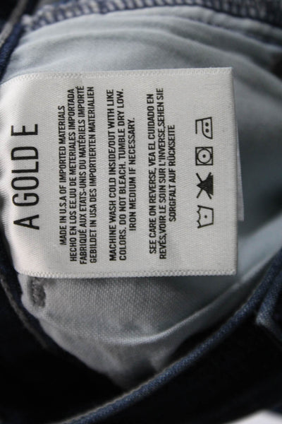 Agolde Womens Ankle Skinny Jeans Dark Blue Mid Rise Button Size 28W
