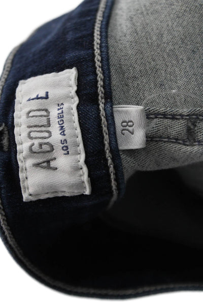 Agolde Womens Ankle Skinny Jeans Dark Blue Mid Rise Button Size 28W