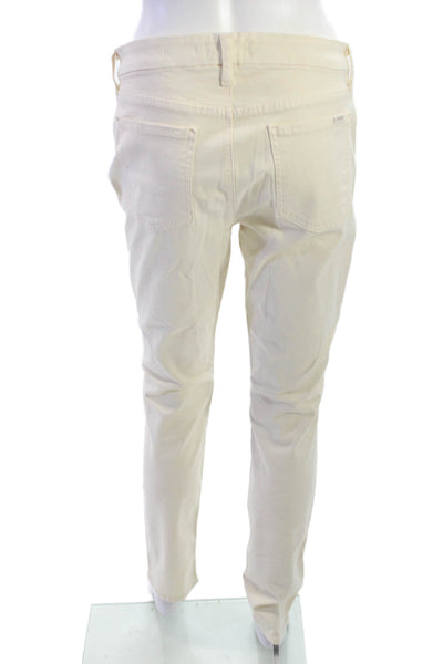 Jen 7 Women Beige Classic Cotton Blend Button Pants Inseam 30 Size 8