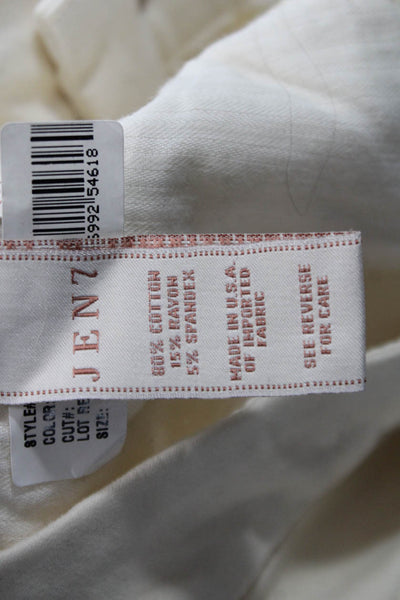 Jen 7 Women Beige Classic Cotton Blend Button Pants Inseam 30 Size 8