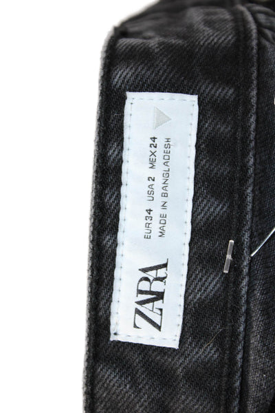 Zara Womens Boyfriend Mom Jeans Black High Rise Size 2