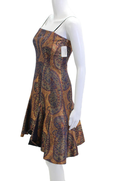 David Meister Women Fit & Flare Paisley Black Sleeveless Dress Size 2