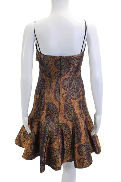 David Meister Women Fit & Flare Paisley Black Sleeveless Dress Size 2