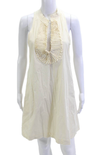 BCBGMAXAZRIA Womens Shift Tank Dress Beige Sleeveless High Neck Short Size S