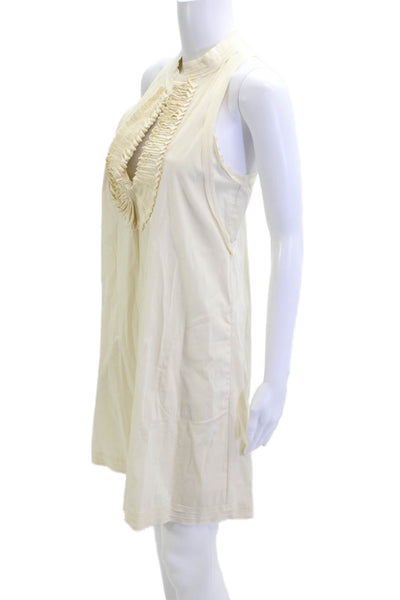 BCBGMAXAZRIA Womens Shift Tank Dress Beige Sleeveless High Neck Short Size S