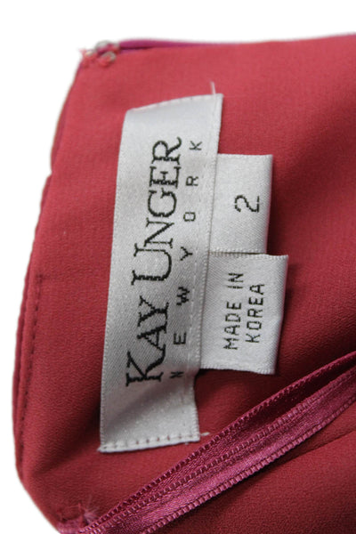 Kay Unger Women Maxi Dress Red Silk Long Sleeveless Designer Size 2