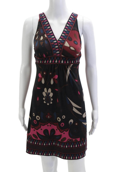 BCBGMAXAZRIA Womens Tank Dress Black V-Neck Geometric Bohemian Size S