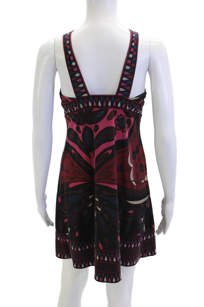 BCBGMAXAZRIA Womens Tank Dress Black V-Neck Geometric Bohemian Size S