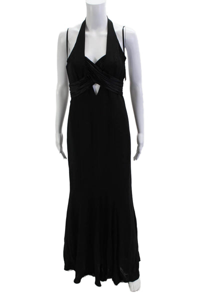 David Meister Womens Black Silk Sleeveless Maxi Dress Zip Closure Size 8