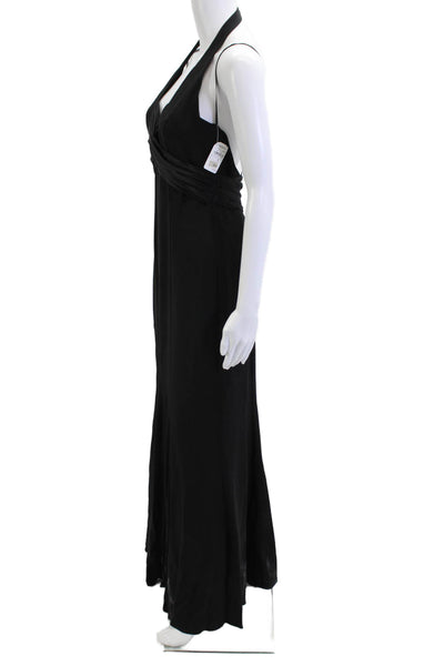 David Meister Womens Black Silk Sleeveless Maxi Dress Zip Closure Size 8