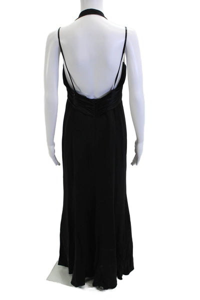 David Meister Womens Black Silk Sleeveless Maxi Dress Zip Closure Size 8