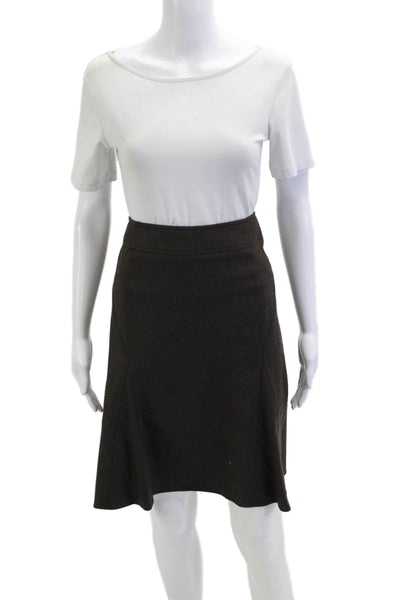 Armani Collezioni Womens A-Line Flare Brown Wool Blend Short Skirt Size 4