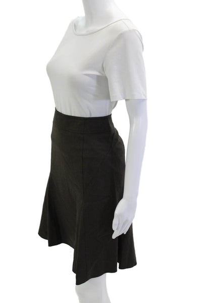Armani Collezioni Womens A-Line Flare Brown Wool Blend Short Skirt Size 4