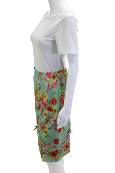 Yoana Baraschi Women Green Floral Straight Pencil Skirt Size 2