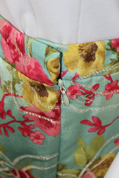 Yoana Baraschi Women Green Floral Straight Pencil Skirt Size 2