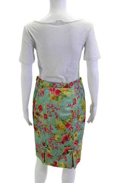 Yoana Baraschi Women Green Floral Straight Pencil Skirt Size 2