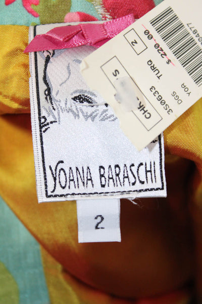 Yoana Baraschi Women Green Floral Straight Pencil Skirt Size 2