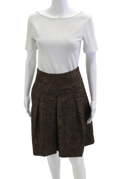 Piazza Sempione Women A-Line Pleated Brown Animal Print Polyester Skirt Size 40