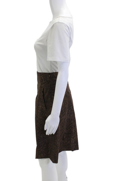 Piazza Sempione Women A-Line Pleated Brown Animal Print Polyester Skirt Size 40