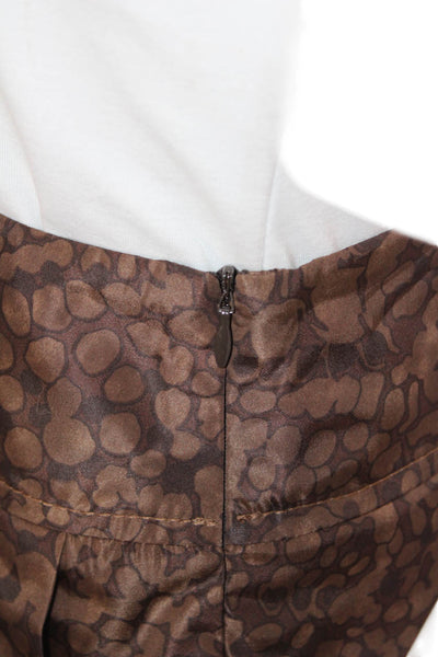 Piazza Sempione Women A-Line Pleated Brown Animal Print Polyester Skirt Size 40
