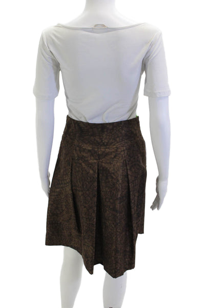 Piazza Sempione Women A-Line Pleated Brown Animal Print Polyester Skirt Size 40