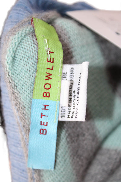 Beth Bowley Womens Pullover Gray Striped 90s Crew Neck Button Size PS