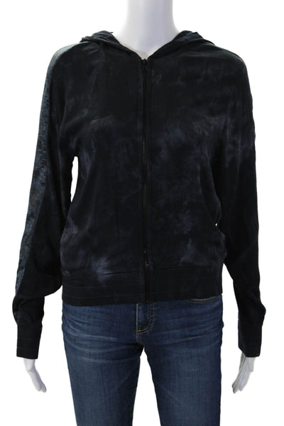 Electric & Rose Women Full Zip Hoodie Black Rayon Spandex Long Sleeve Size XS